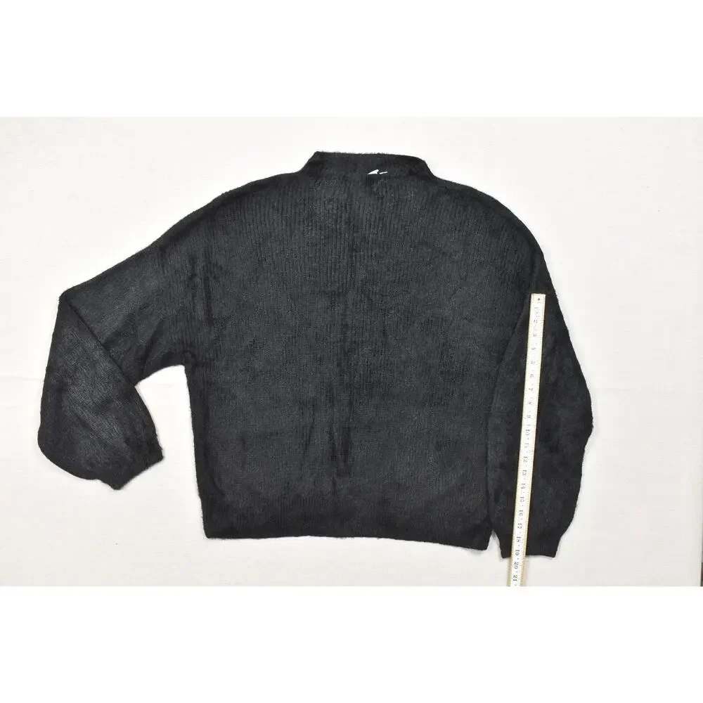 GAP Women's XXL Black Fuzzy Mock Neck Knit Pullover Sweater Ribbed Cuffs